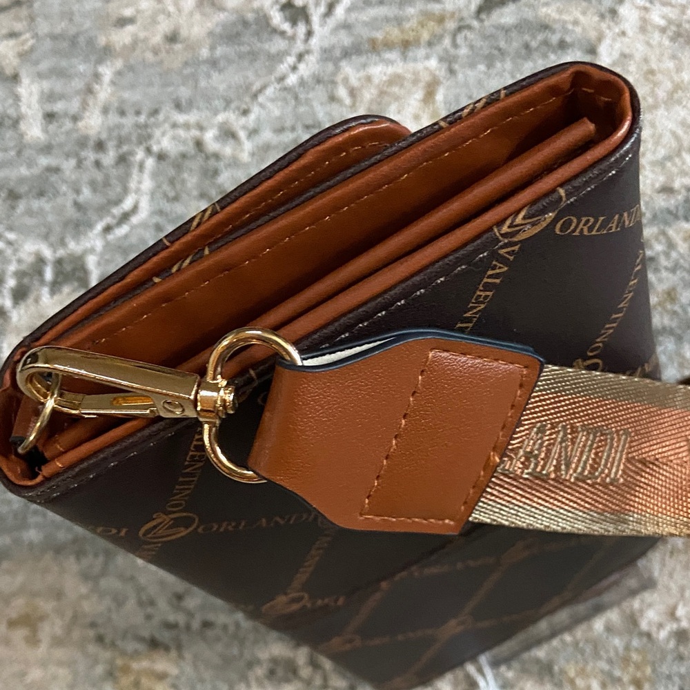 Valentino Orlandi Brown Monogram Crossbody with Gold Hardware - Picture 8 of 8